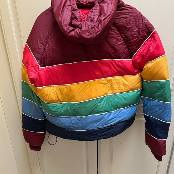 Marine Layer Lost Found Apres Rainbow Puffer Stripe - Women's Small - Picture 4 of 5